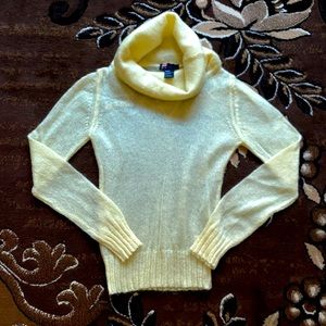 Diesel sheer yellow made in Italy 50% mohair turtleneck sweater women size M